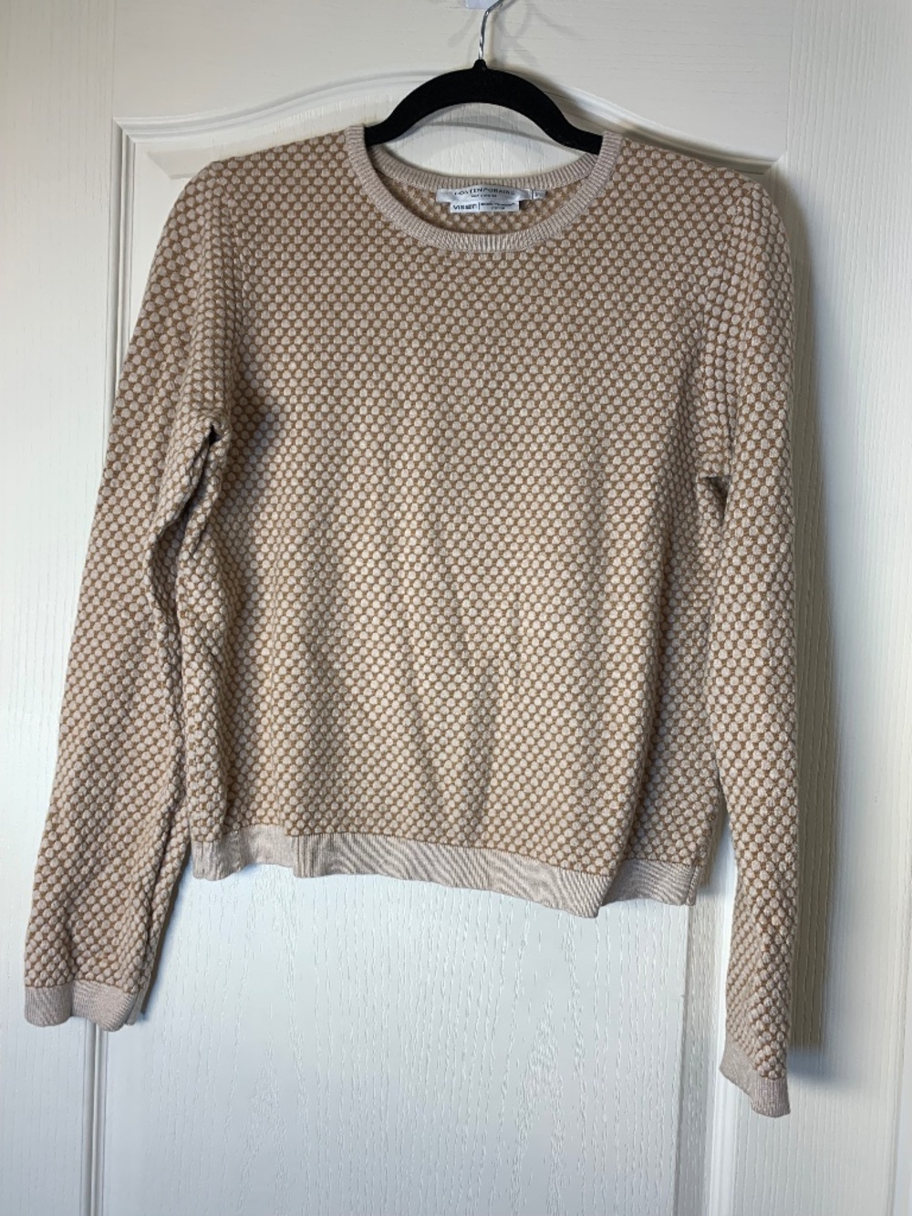 Contemporaine Simons Textured Dot Knit Sweater Beige Brown S Neutral Office